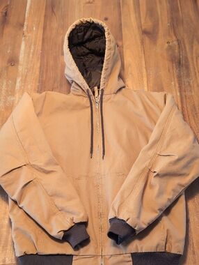 Men's Hooded Insulated Puffer Jacket in Tan